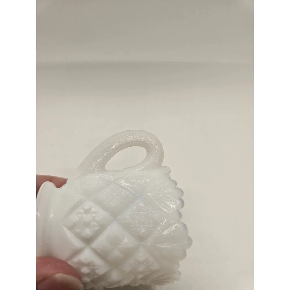 Milk Glass Westmoreland Creamer and Sugar‎ Bowl Old Quilt Pattern